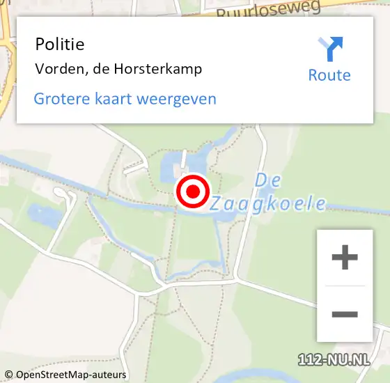 Locatie op kaart van de 112 melding: Politie Vorden, de Horsterkamp op 13 september 2022 09:33