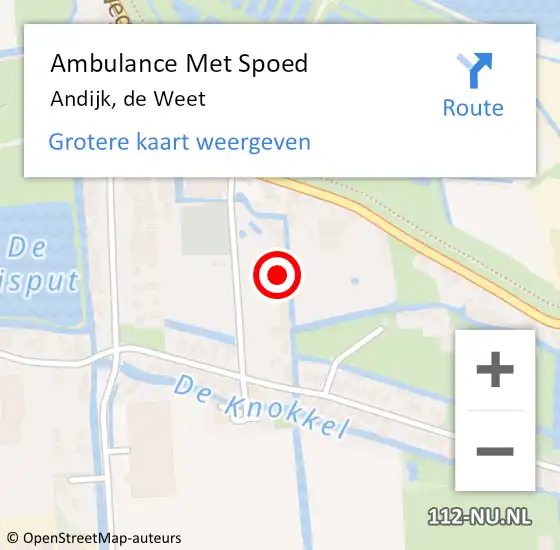 Locatie op kaart van de 112 melding: Ambulance Met Spoed Naar Andijk, de Weet op 13 september 2022 09:35