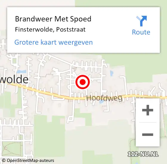 Locatie op kaart van de 112 melding: Brandweer Met Spoed Naar Finsterwolde, Poststraat op 13 september 2022 09:44