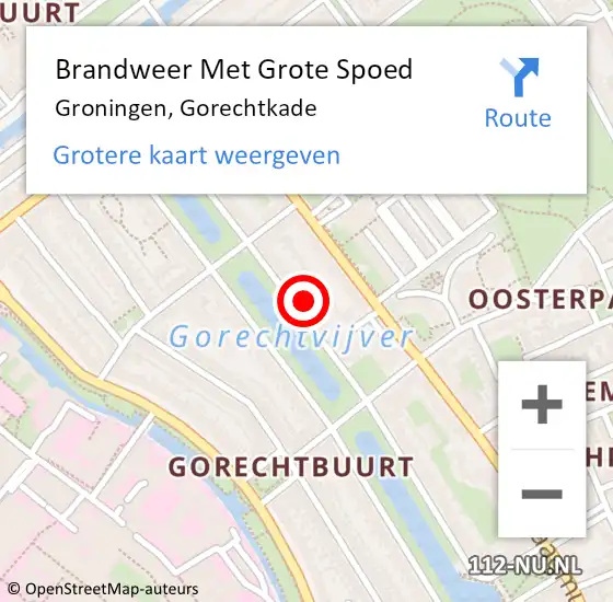 Locatie op kaart van de 112 melding: Brandweer Met Grote Spoed Naar Groningen, Gorechtkade op 13 september 2022 09:46