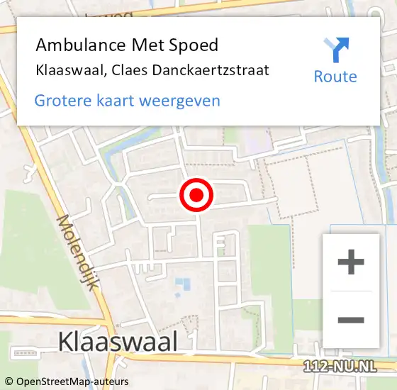 Locatie op kaart van de 112 melding: Ambulance Met Spoed Naar Klaaswaal, Claes Danckaertzstraat op 13 september 2022 09:58