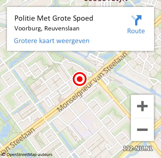 Locatie op kaart van de 112 melding: Politie Met Grote Spoed Naar Voorburg, Reuvenslaan op 13 september 2022 10:04