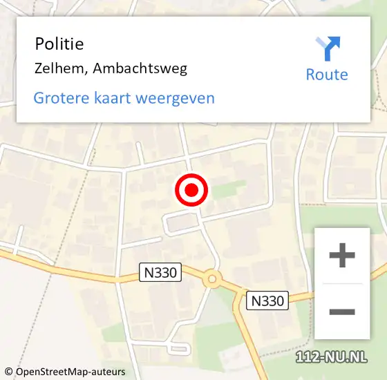 Locatie op kaart van de 112 melding: Politie Zelhem, Ambachtsweg op 13 september 2022 10:14