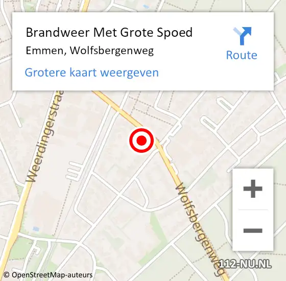 Locatie op kaart van de 112 melding: Brandweer Met Grote Spoed Naar Emmen, Wolfsbergenweg op 13 september 2022 10:20