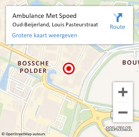 Locatie op kaart van de 112 melding: Ambulance Met Spoed Naar Oud-Beijerland, Louis Pasteurstraat op 13 september 2022 10:26