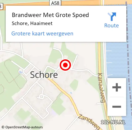 Locatie op kaart van de 112 melding: Brandweer Met Grote Spoed Naar Schore, Haaimeet op 13 september 2022 11:03