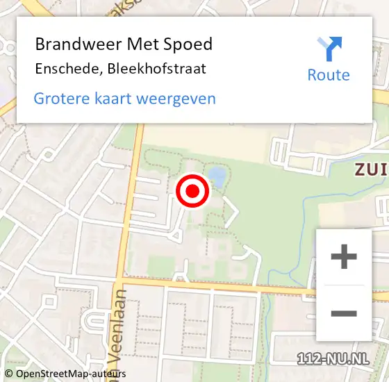 Locatie op kaart van de 112 melding: Brandweer Met Spoed Naar Enschede, Bleekhofstraat op 13 september 2022 11:44