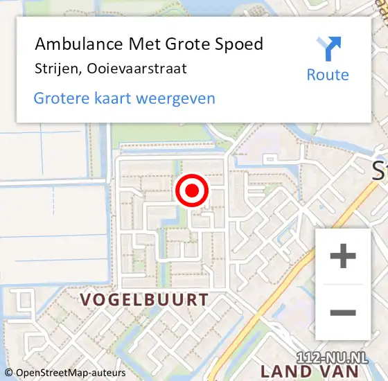 Locatie op kaart van de 112 melding: Ambulance Met Grote Spoed Naar Strijen, Ooievaarstraat op 13 september 2022 11:46