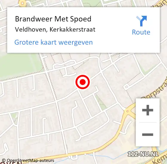 Locatie op kaart van de 112 melding: Brandweer Met Spoed Naar Veldhoven, Kerkakkerstraat op 13 september 2022 11:59