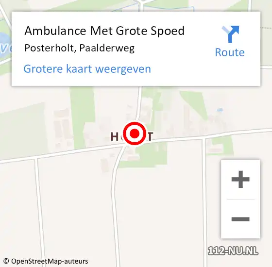 Locatie op kaart van de 112 melding: Ambulance Met Grote Spoed Naar Posterholt, Paalderweg op 13 september 2022 12:25