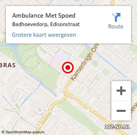 Locatie op kaart van de 112 melding: Ambulance Met Spoed Naar Badhoevedorp, Edisonstraat op 13 september 2022 12:33