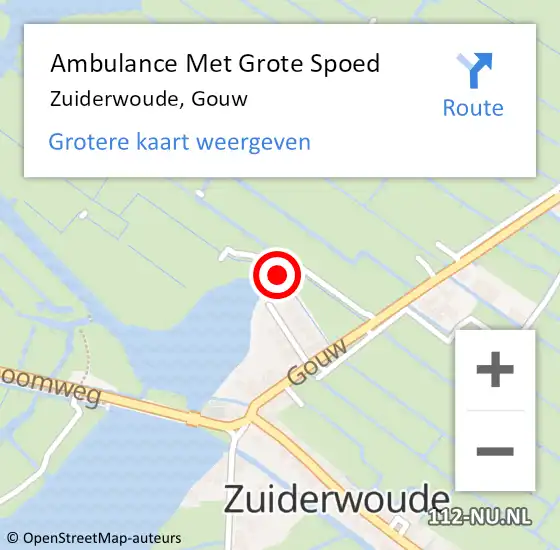 Locatie op kaart van de 112 melding: Ambulance Met Grote Spoed Naar Zuiderwoude, Gouw op 13 september 2022 12:47