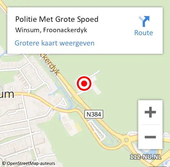 Locatie op kaart van de 112 melding: Politie Met Grote Spoed Naar Winsum, Froonackerdyk op 13 september 2022 12:52