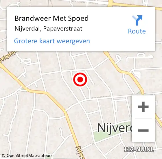 Locatie op kaart van de 112 melding: Brandweer Met Spoed Naar Nijverdal, Papaverstraat op 13 september 2022 12:57