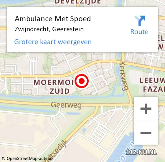Locatie op kaart van de 112 melding: Ambulance Met Spoed Naar Zwijndrecht, Geerestein op 13 september 2022 13:12