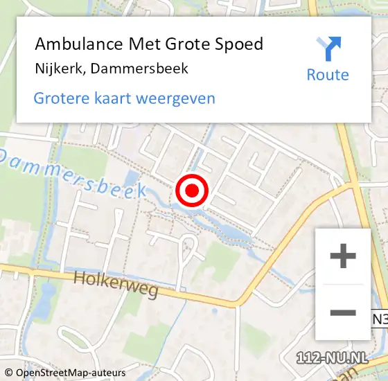 Locatie op kaart van de 112 melding: Ambulance Met Grote Spoed Naar Nijkerk, Dammersbeek op 13 september 2022 13:40