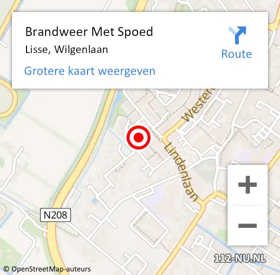 Locatie op kaart van de 112 melding: Brandweer Met Spoed Naar Lisse, Wilgenlaan op 13 september 2022 14:16