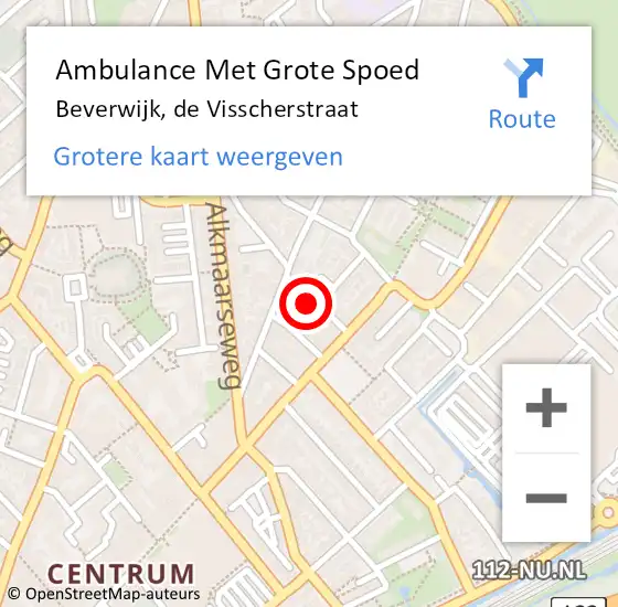 Locatie op kaart van de 112 melding: Ambulance Met Grote Spoed Naar Beverwijk, de Visscherstraat op 13 september 2022 14:16