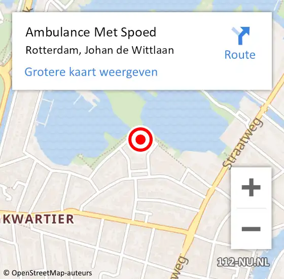 Locatie op kaart van de 112 melding: Ambulance Met Spoed Naar Rotterdam, Johan de Wittlaan op 13 september 2022 14:25