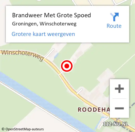 Locatie op kaart van de 112 melding: Brandweer Met Grote Spoed Naar Groningen, Winschoterweg op 13 september 2022 14:30