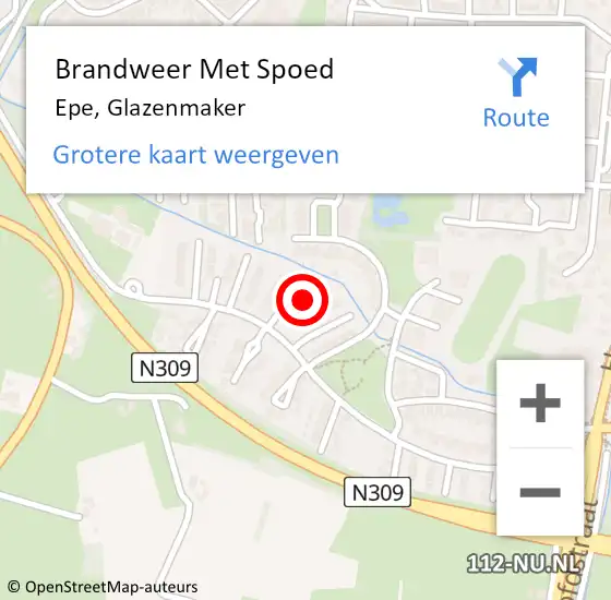 Locatie op kaart van de 112 melding: Brandweer Met Spoed Naar Epe, Glazenmaker op 13 september 2022 14:36