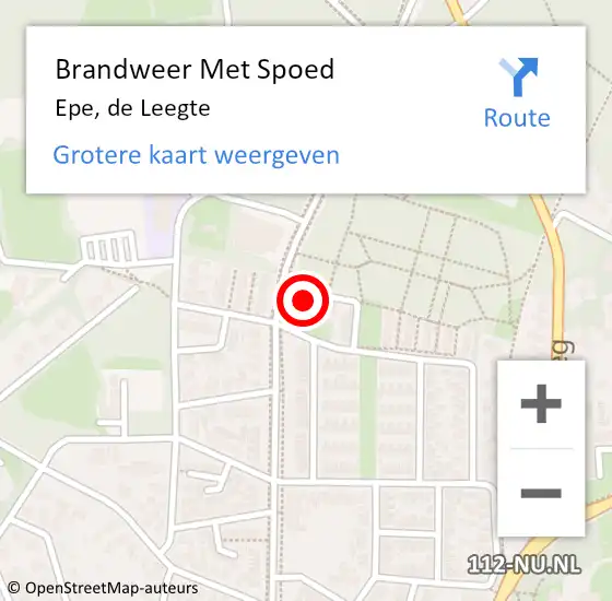 Locatie op kaart van de 112 melding: Brandweer Met Spoed Naar Epe, de Leegte op 13 september 2022 14:37