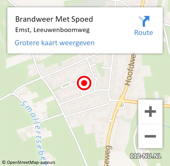 Locatie op kaart van de 112 melding: Brandweer Met Spoed Naar Emst, Leeuwenboomweg op 13 september 2022 14:40