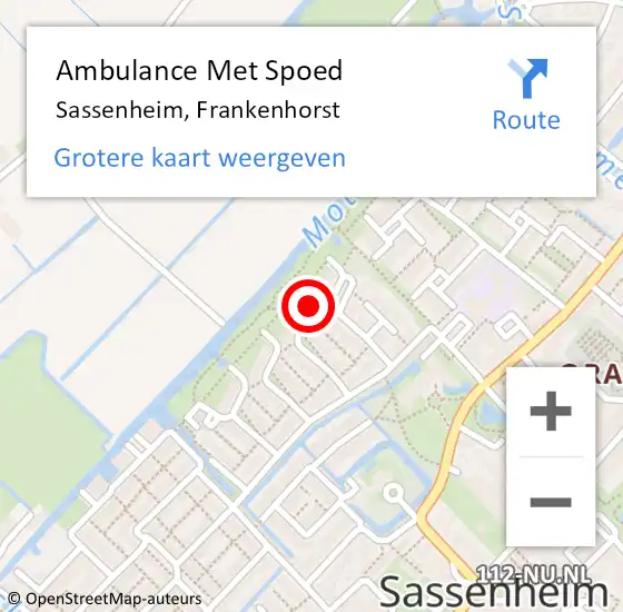 Locatie op kaart van de 112 melding: Ambulance Met Spoed Naar Sassenheim, Frankenhorst op 13 september 2022 14:41