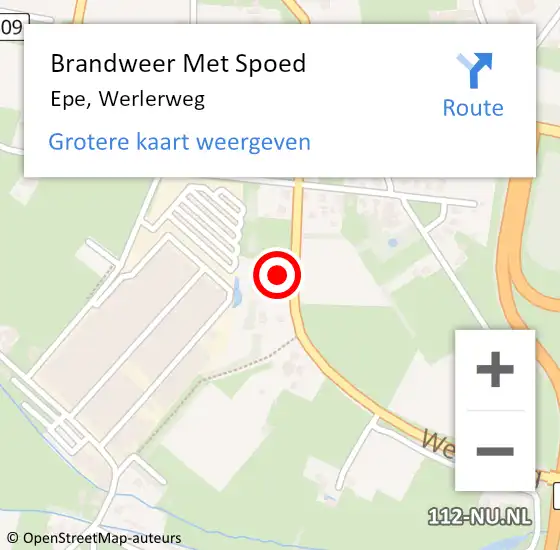 Locatie op kaart van de 112 melding: Brandweer Met Spoed Naar Epe, Werlerweg op 13 september 2022 14:43