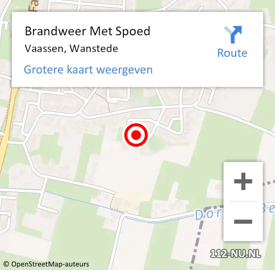 Locatie op kaart van de 112 melding: Brandweer Met Spoed Naar Vaassen, Wanstede op 13 september 2022 14:45