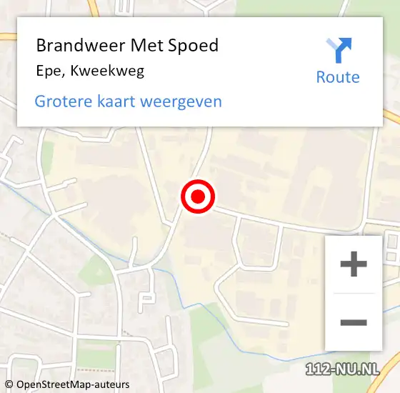 Locatie op kaart van de 112 melding: Brandweer Met Spoed Naar Epe, Kweekweg op 13 september 2022 14:46