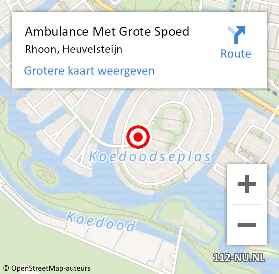 Locatie op kaart van de 112 melding: Ambulance Met Grote Spoed Naar Rhoon, Heuvelsteijn op 13 september 2022 15:00