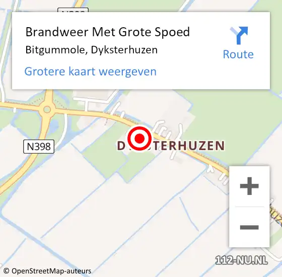 Locatie op kaart van de 112 melding: Brandweer Met Grote Spoed Naar Bitgummole, Dyksterhuzen op 13 september 2022 15:09