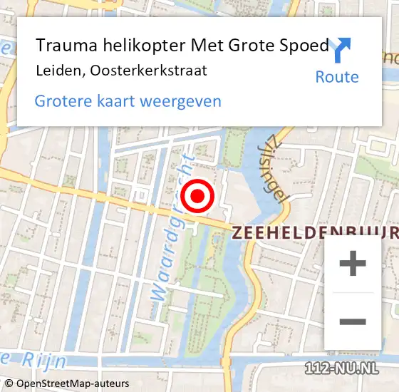 Locatie op kaart van de 112 melding: Trauma helikopter Met Grote Spoed Naar Leiden, Oosterkerkstraat op 13 september 2022 15:33