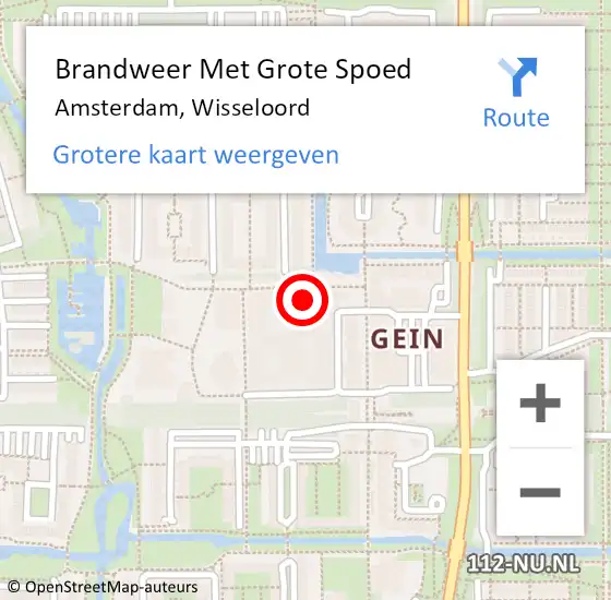 Locatie op kaart van de 112 melding: Brandweer Met Grote Spoed Naar Amsterdam-Zuidoost, Wisseloord op 13 september 2022 16:10