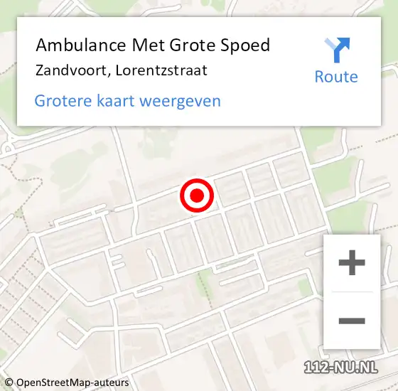 Locatie op kaart van de 112 melding: Ambulance Met Grote Spoed Naar Zandvoort, Lorentzstraat op 13 september 2022 16:17