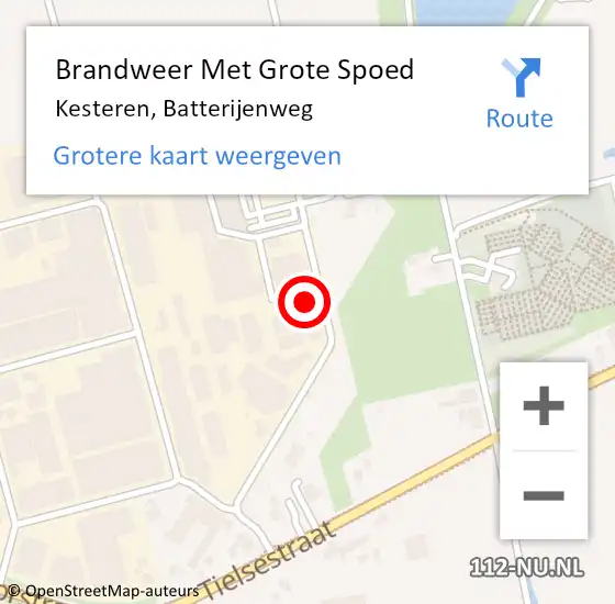 Locatie op kaart van de 112 melding: Brandweer Met Grote Spoed Naar Kesteren, Batterijenweg op 13 september 2022 16:27