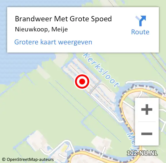 Locatie op kaart van de 112 melding: Brandweer Met Grote Spoed Naar Nieuwkoop, Meije op 13 september 2022 16:49