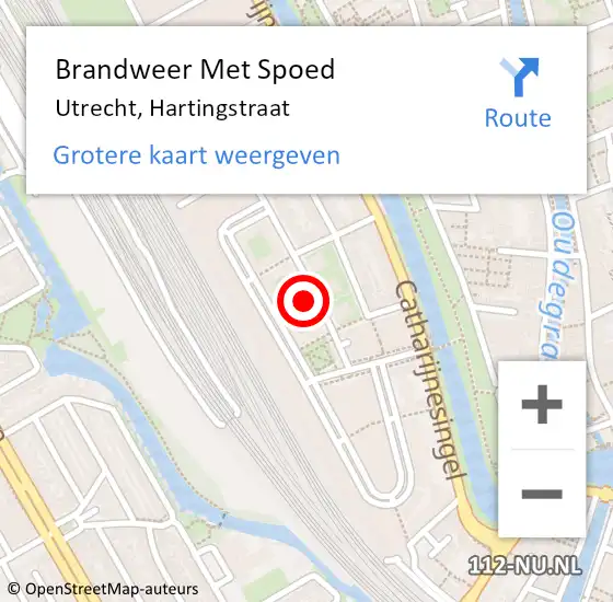 Locatie op kaart van de 112 melding: Brandweer Met Spoed Naar Utrecht, Hartingstraat op 13 september 2022 16:51