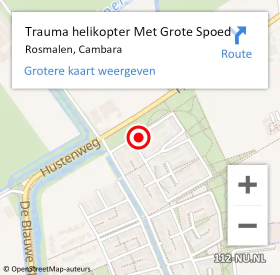 Locatie op kaart van de 112 melding: Trauma helikopter Met Grote Spoed Naar Rosmalen, Cambara op 13 september 2022 16:52