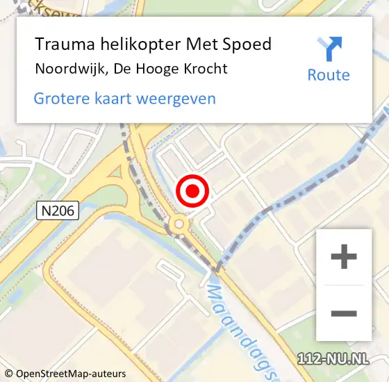 Locatie op kaart van de 112 melding: Trauma helikopter Met Spoed Naar Noordwijk, De Hooge Krocht op 13 september 2022 17:07