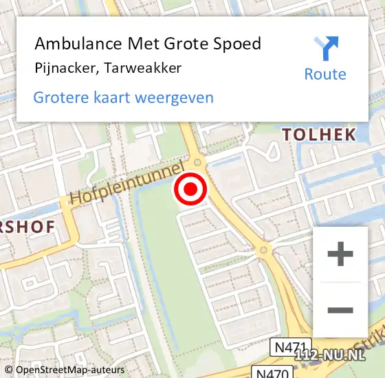 Locatie op kaart van de 112 melding: Ambulance Met Grote Spoed Naar Pijnacker, Tarweakker op 13 september 2022 17:21