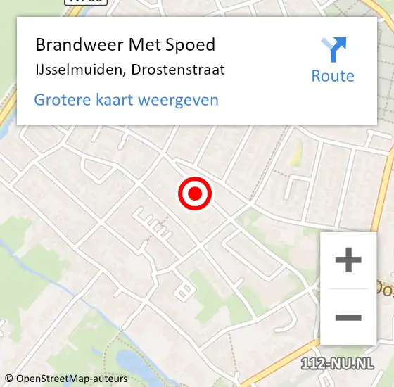 Locatie op kaart van de 112 melding: Brandweer Met Spoed Naar IJsselmuiden, Drostenstraat op 13 september 2022 17:25