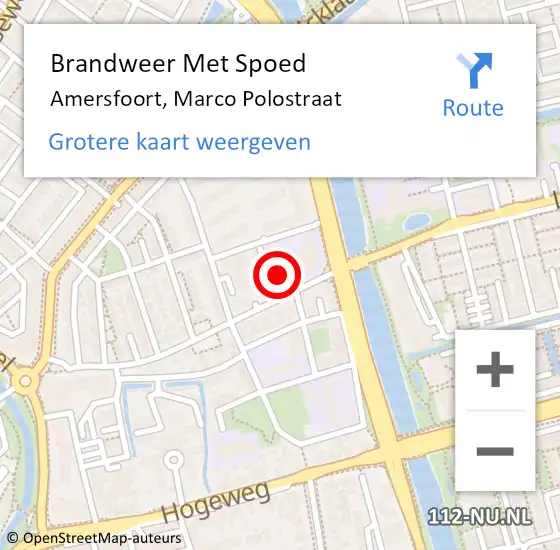 Locatie op kaart van de 112 melding: Brandweer Met Spoed Naar Amersfoort, Marco Polostraat op 13 september 2022 17:30