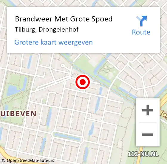 Locatie op kaart van de 112 melding: Brandweer Met Grote Spoed Naar Tilburg, Drongelenhof op 13 september 2022 17:46