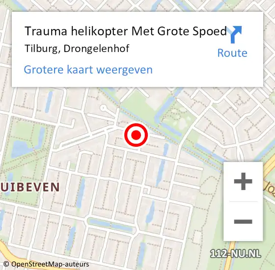 Locatie op kaart van de 112 melding: Trauma helikopter Met Grote Spoed Naar Tilburg, Drongelenhof op 13 september 2022 17:47