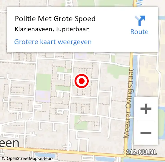 Locatie op kaart van de 112 melding: Politie Met Grote Spoed Naar Klazienaveen, Jupiterbaan op 13 september 2022 18:20