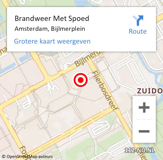 Locatie op kaart van de 112 melding: Brandweer Met Spoed Naar Amsterdam-Zuidoost, Bijlmerplein op 13 september 2022 18:29