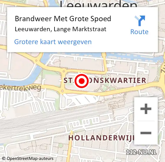 Locatie op kaart van de 112 melding: Brandweer Met Grote Spoed Naar Leeuwarden, Lange Marktstraat op 13 september 2022 19:33