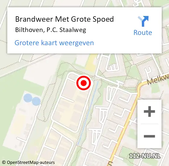 Locatie op kaart van de 112 melding: Brandweer Met Grote Spoed Naar Bilthoven, P.C. Staalweg op 13 september 2022 19:43